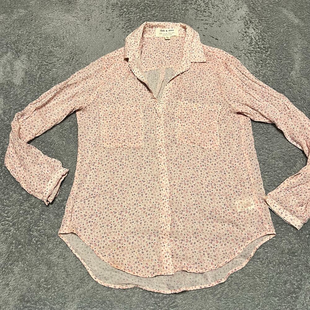 Cloth & Stone by Anthropologie Shirt Womens XS Floral Button Up Sheer